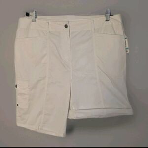 Charter Club Women's Katherine Fit White Roll Up Walking Shorts Sz 16 10" Inseam